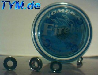 Yomega Fireball and Twister Loops bearing with brass spacers.